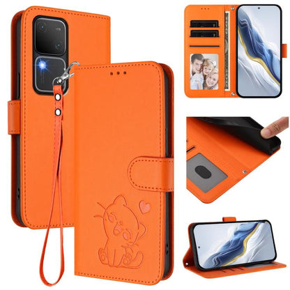 Embossed Heart Cat Leather Phone Case with Hand Strap, For vivo Y38 / vivo T3x Global, For vivo iQOO Z9x, For vivo iQOO Z9 / iQOO Z9 Turbo, For vivo S18 / S18 Pro / V30 / V30 Pro, For vivo V29e / V30 Lite 5G / Y200 5G Global, For vivo X100             ...