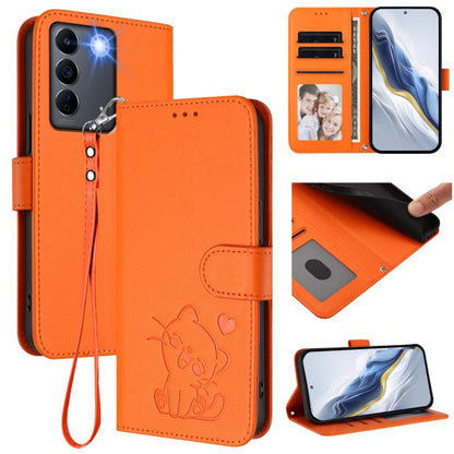 Embossed Heart Cat Leather Phone Case with Hand Strap, For vivo Y35+ / Y35m+ / Y27 4G 2023, For vivo Y02 / Y02A / Y02t / Y11 2023, For vivo Y78 / Y78+ / V29 Lite, For vivo Y100 5G / vivo Y100A Global, For vivo S16 / S16 Pro / V27 / V27 Pro             ...