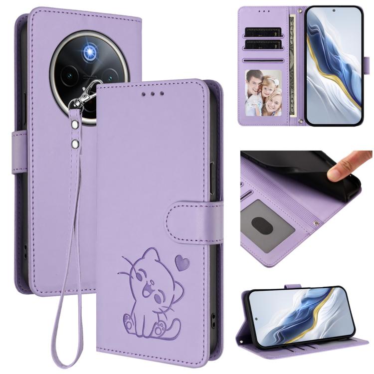 Embossed Heart Cat Leather Phone Case with Hand Strap, For vivo Y400 Pro 5G, For vivo X200 FE / vivo S30 Pro mini, For vivo S30, For vivo X200s, For vivo iQOO Z10 / Y300 Pro+ / T4, For vivo iQOO Z10x / Y29 4G / T4x / Y300t, For vivo V50 / vivo V50e    ...