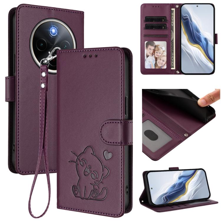 Embossed Heart Cat Leather Phone Case with Hand Strap, For vivo Y400 Pro 5G, For vivo X200 FE / vivo S30 Pro mini, For vivo S30, For vivo X200s, For vivo iQOO Z10 / Y300 Pro+ / T4, For vivo iQOO Z10x / Y29 4G / T4x / Y300t, For vivo V50 / vivo V50e    ...