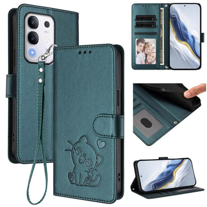 Embossed Heart Cat Leather Phone Case with Hand Strap, For vivo Y400 Pro 5G, For vivo X200 FE / vivo S30 Pro mini, For vivo S30, For vivo X200s, For vivo iQOO Z10 / Y300 Pro+ / T4, For vivo iQOO Z10x / Y29 4G / T4x / Y300t, For vivo V50 / vivo V50e    ...