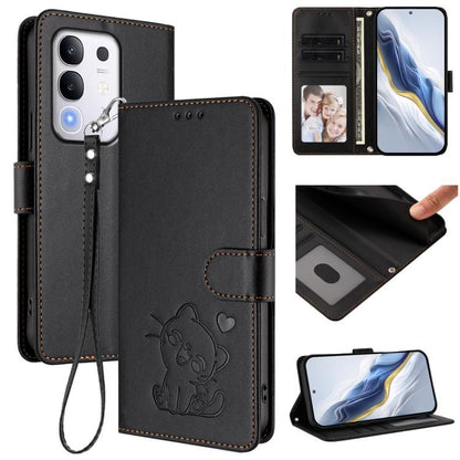 Embossed Heart Cat Leather Phone Case with Hand Strap, For vivo Y400 Pro 5G, For vivo X200 FE / vivo S30 Pro mini, For vivo S30, For vivo X200s, For vivo iQOO Z10 / Y300 Pro+ / T4, For vivo iQOO Z10x / Y29 4G / T4x / Y300t, For vivo V50 / vivo V50e    ...