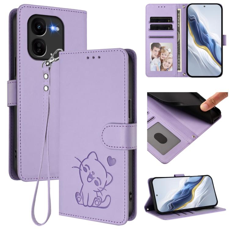Embossed Heart Cat Leather Phone Case with Hand Strap, For vivo Y38 / vivo T3x Global, For vivo iQOO Z9x, For vivo iQOO Z9 / iQOO Z9 Turbo, For vivo S18 / S18 Pro / V30 / V30 Pro, For vivo V29e / V30 Lite 5G / Y200 5G Global, For vivo X100             ...