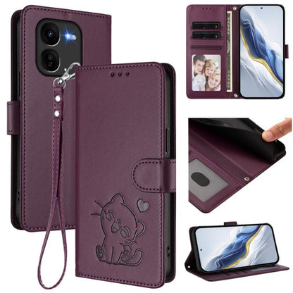 Embossed Heart Cat Leather Phone Case with Hand Strap, For vivo Y38 / vivo T3x Global, For vivo iQOO Z9x, For vivo iQOO Z9 / iQOO Z9 Turbo, For vivo S18 / S18 Pro / V30 / V30 Pro, For vivo V29e / V30 Lite 5G / Y200 5G Global, For vivo X100             ...