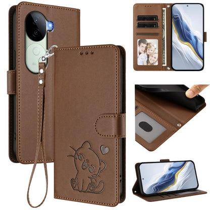 Embossed Heart Cat Leather Phone Case with Hand Strap, For vivo iQOO Z9s / vivo V40e, For vivo S19 Pro / V40 / V40 Pro / T3 Ultra, For vivo iQOO Z9 Lite / Y18 / Y28s / Y37m 5G, For vivo iQOO Z9s Pro / vivo T3 Pro 5G, For vivo V40 Lite 5G / vivo V30e   ...