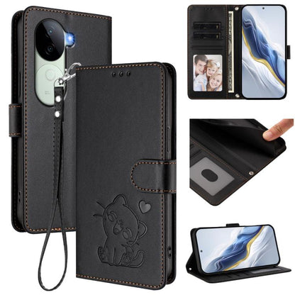 Embossed Heart Cat Leather Phone Case with Hand Strap, For vivo iQOO Z9s / vivo V40e, For vivo S19 Pro / V40 / V40 Pro / T3 Ultra, For vivo iQOO Z9 Lite / Y18 / Y28s / Y37m 5G, For vivo iQOO Z9s Pro / vivo T3 Pro 5G, For vivo V40 Lite 5G / vivo V30e   ...
