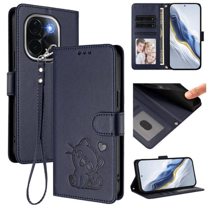 Embossed Heart Cat Leather Phone Case with Hand Strap, For vivo iQOO Z9s / vivo V40e, For vivo S19 Pro / V40 / V40 Pro / T3 Ultra, For vivo iQOO Z9 Lite / Y18 / Y28s / Y37m 5G, For vivo iQOO Z9s Pro / vivo T3 Pro 5G, For vivo V40 Lite 5G / vivo V30e   ...