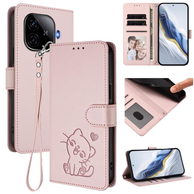 Embossed Heart Cat Leather Phone Case with Hand Strap, For vivo Y38 / vivo T3x Global, For vivo iQOO Z9x, For vivo iQOO Z9 / iQOO Z9 Turbo, For vivo S18 / S18 Pro / V30 / V30 Pro, For vivo V29e / V30 Lite 5G / Y200 5G Global, For vivo X100             ...
