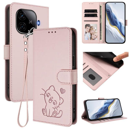 Embossed Heart Cat Leather Phone Case with Hand Strap, For vivo Y38 / vivo T3x Global, For vivo iQOO Z9x, For vivo iQOO Z9 / iQOO Z9 Turbo, For vivo S18 / S18 Pro / V30 / V30 Pro, For vivo V29e / V30 Lite 5G / Y200 5G Global, For vivo X100             ...