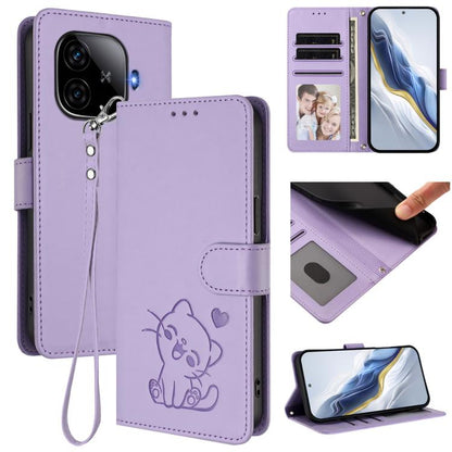 Embossed Heart Cat Leather Phone Case with Hand Strap, For vivo Y38 / vivo T3x Global, For vivo iQOO Z9x, For vivo iQOO Z9 / iQOO Z9 Turbo, For vivo S18 / S18 Pro / V30 / V30 Pro, For vivo V29e / V30 Lite 5G / Y200 5G Global, For vivo X100             ...