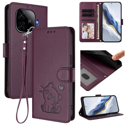 Embossed Heart Cat Leather Phone Case with Hand Strap, For vivo Y38 / vivo T3x Global, For vivo iQOO Z9x, For vivo iQOO Z9 / iQOO Z9 Turbo, For vivo S18 / S18 Pro / V30 / V30 Pro, For vivo V29e / V30 Lite 5G / Y200 5G Global, For vivo X100             ...
