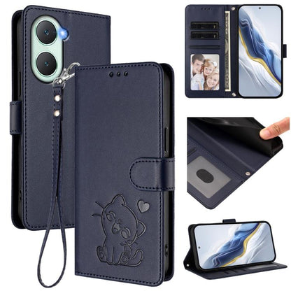 Embossed Heart Cat Leather Phone Case with Hand Strap, For vivo iQOO Z9s / vivo V40e, For vivo S19 Pro / V40 / V40 Pro / T3 Ultra, For vivo iQOO Z9 Lite / Y18 / Y28s / Y37m 5G, For vivo iQOO Z9s Pro / vivo T3 Pro 5G, For vivo V40 Lite 5G / vivo V30e   ...