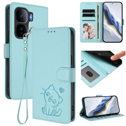Embossed Heart Cat Leather Phone Case with Hand Strap, For vivo X300 FE 5G / S50 Pro mini 5G, For vivo X300s, For vivo Y21 5G 2026 / vivo Y05 4G, For vivo V70 FE 5G, For vivo X300 Ultra, For vivo V60 Lite 5G Global, For vivo Y400 5G                    ...