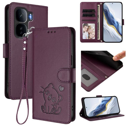 Embossed Heart Cat Leather Phone Case with Hand Strap, For vivo X300 FE 5G / S50 Pro mini 5G, For vivo X300s, For vivo Y21 5G 2026 / vivo Y05 4G, For vivo V70 FE 5G, For vivo X300 Ultra, For vivo V60 Lite 5G Global, For vivo Y400 5G                    ...