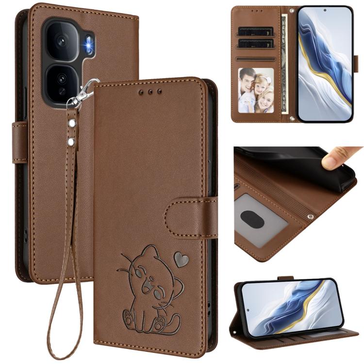 Embossed Heart Cat Leather Phone Case with Hand Strap, For vivo X300 FE 5G / S50 Pro mini 5G, For vivo X300s, For vivo Y21 5G 2026 / vivo Y05 4G, For vivo V70 FE 5G, For vivo X300 Ultra, For vivo V60 Lite 5G Global, For vivo Y400 5G                    ...