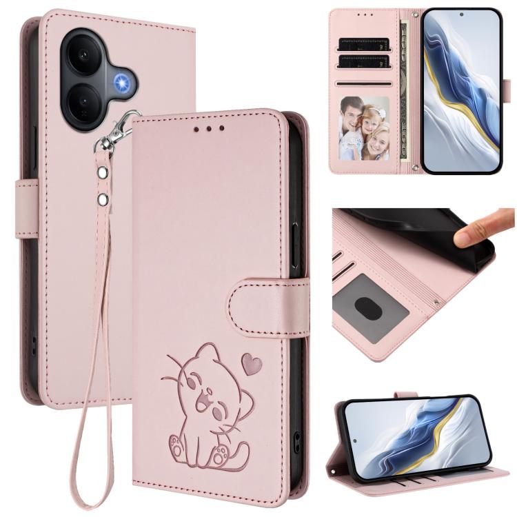 Embossed Heart Cat Leather Phone Case with Hand Strap, For vivo X300 FE 5G / S50 Pro mini 5G, For vivo X300s, For vivo Y21 5G 2026 / vivo Y05 4G, For vivo V70 FE 5G, For vivo X300 Ultra, For vivo V60 Lite 5G Global, For vivo Y400 5G                    ...