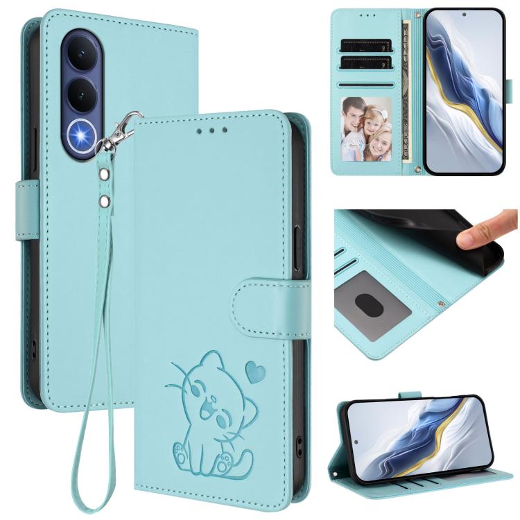 Embossed Heart Cat Leather Phone Case with Hand Strap, For vivo X300 FE 5G / S50 Pro mini 5G, For vivo X300s, For vivo Y21 5G 2026 / vivo Y05 4G, For vivo V70 FE 5G, For vivo X300 Ultra, For vivo V60 Lite 5G Global, For vivo Y400 5G                    ...