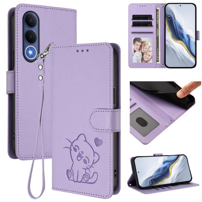 Embossed Heart Cat Leather Phone Case with Hand Strap, For vivo X300 FE 5G / S50 Pro mini 5G, For vivo X300s, For vivo Y21 5G 2026 / vivo Y05 4G, For vivo V70 FE 5G, For vivo X300 Ultra, For vivo V60 Lite 5G Global, For vivo Y400 5G                    ...