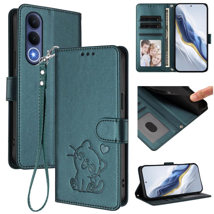 Embossed Heart Cat Leather Phone Case with Hand Strap, For vivo X300 FE 5G / S50 Pro mini 5G, For vivo X300s, For vivo Y21 5G 2026 / vivo Y05 4G, For vivo V70 FE 5G, For vivo X300 Ultra, For vivo V60 Lite 5G Global, For vivo Y400 5G                    ...