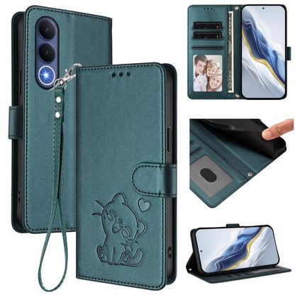 Embossed Heart Cat Leather Phone Case with Hand Strap, For vivo X300 FE 5G / S50 Pro mini 5G, For vivo X300s, For vivo Y21 5G 2026 / vivo Y05 4G, For vivo V70 FE 5G, For vivo X300 Ultra, For vivo V60 Lite 5G Global, For vivo Y400 5G                    ...