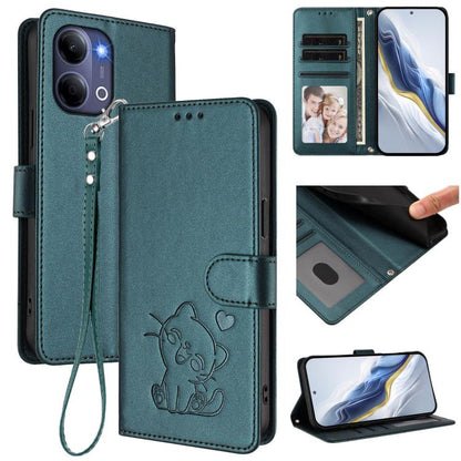 Embossed Heart Cat Leather Phone Case with Hand Strap, For vivo X300 FE 5G / S50 Pro mini 5G, For vivo X300s, For vivo Y21 5G 2026 / vivo Y05 4G, For vivo V70 FE 5G, For vivo X300 Ultra, For vivo V60 Lite 5G Global, For vivo Y400 5G                    ...