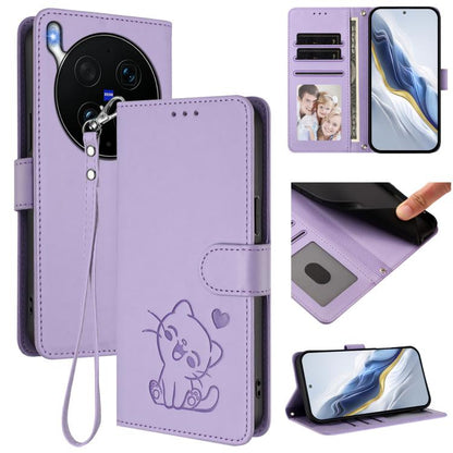 Embossed Heart Cat Leather Phone Case with Hand Strap, For vivo X300 FE 5G / S50 Pro mini 5G, For vivo X300s, For vivo Y21 5G 2026 / vivo Y05 4G, For vivo V70 FE 5G, For vivo X300 Ultra, For vivo V60 Lite 5G Global, For vivo Y400 5G                    ...