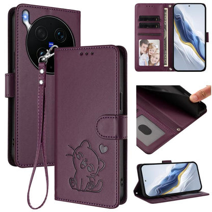 Embossed Heart Cat Leather Phone Case with Hand Strap, For vivo X300 FE 5G / S50 Pro mini 5G, For vivo X300s, For vivo Y21 5G 2026 / vivo Y05 4G, For vivo V70 FE 5G, For vivo X300 Ultra, For vivo V60 Lite 5G Global, For vivo Y400 5G                    ...