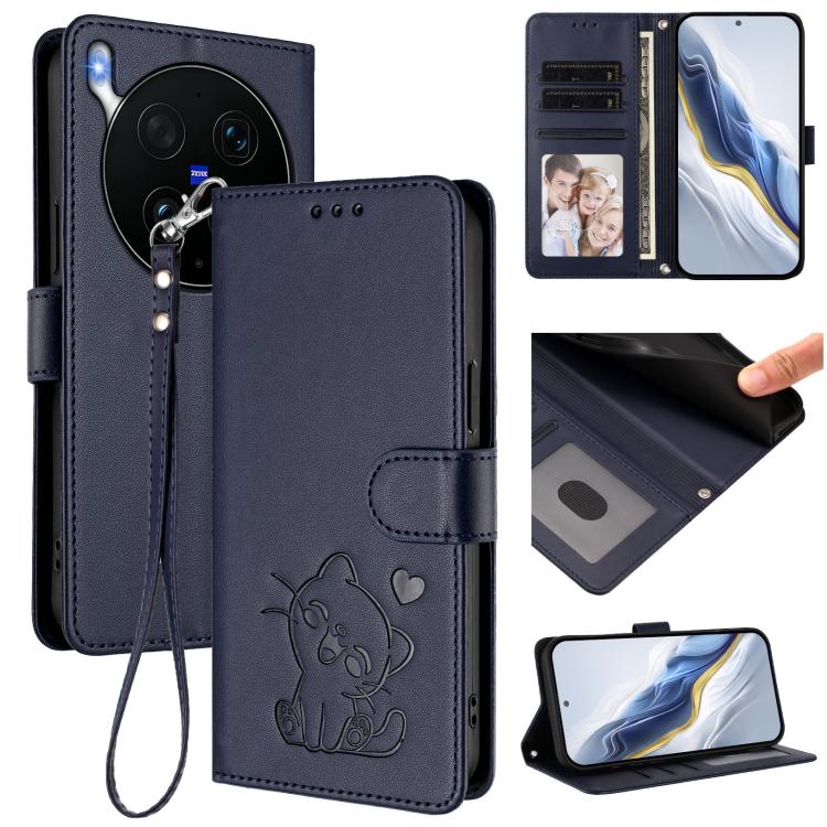 Embossed Heart Cat Leather Phone Case with Hand Strap, For vivo X300 FE 5G / S50 Pro mini 5G, For vivo X300s, For vivo Y21 5G 2026 / vivo Y05 4G, For vivo V70 FE 5G, For vivo X300 Ultra, For vivo V60 Lite 5G Global, For vivo Y400 5G                    ...