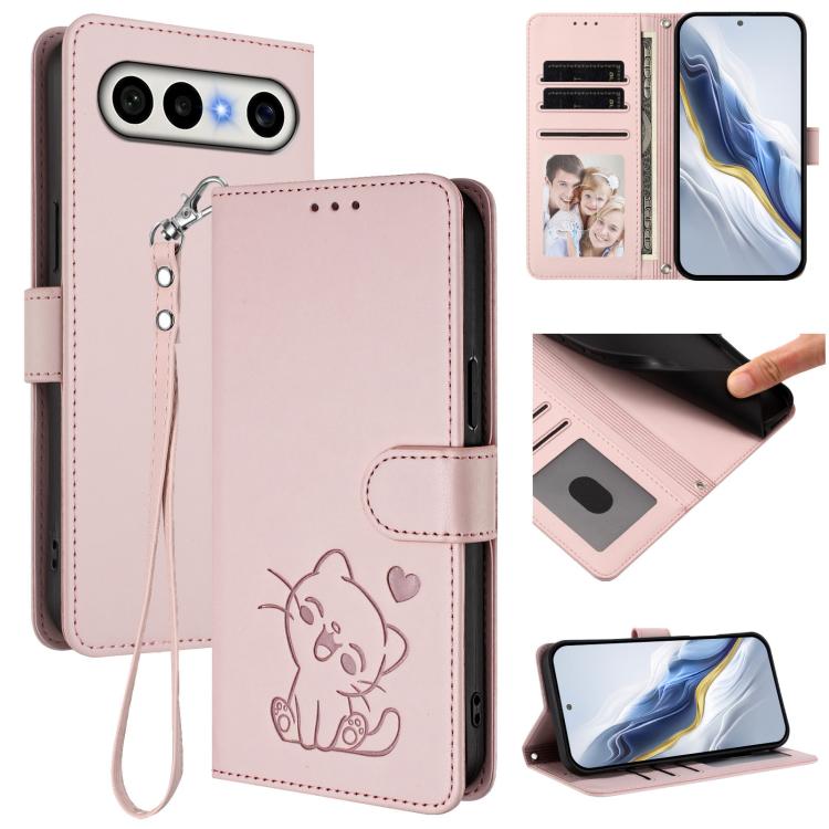 Embossed Heart Cat Leather Phone Case with Hand Strap, For vivo X300 FE 5G / S50 Pro mini 5G, For vivo X300s, For vivo Y21 5G 2026 / vivo Y05 4G, For vivo V70 FE 5G, For vivo X300 Ultra, For vivo V60 Lite 5G Global, For vivo Y400 5G                    ...