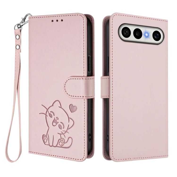 Embossed Heart Cat Leather Phone Case with Hand Strap, For vivo X300 FE 5G / S50 Pro mini 5G, For vivo X300s, For vivo Y21 5G 2026 / vivo Y05 4G, For vivo V70 FE 5G, For vivo X300 Ultra, For vivo V60 Lite 5G Global, For vivo Y400 5G                    ...