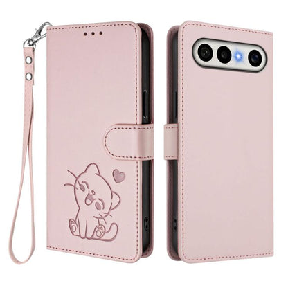 Embossed Heart Cat Leather Phone Case with Hand Strap, For vivo X300 FE 5G / S50 Pro mini 5G, For vivo X300s, For vivo Y21 5G 2026 / vivo Y05 4G, For vivo V70 FE 5G, For vivo X300 Ultra, For vivo V60 Lite 5G Global, For vivo Y400 5G                    ...