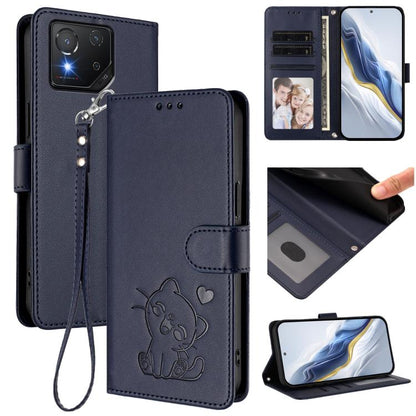 Embossed Heart Cat Leather Phone Case with Hand Strap, For ASUS Zenfone 12 Ultra, For ASUS ROG Phone 9 / 9 Pro, For ASUS Zenfone 11 Ultra, For ASUS ROG Phone 8 / 8 Pro