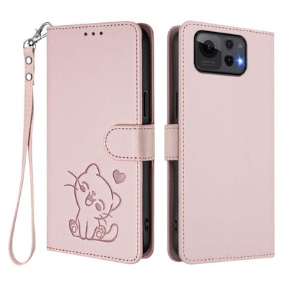 Embossed Heart Cat Leather Phone Case with Hand Strap, For ASUS Zenfone 12 Ultra, For ASUS ROG Phone 9 / 9 Pro, For ASUS Zenfone 11 Ultra, For ASUS ROG Phone 8 / 8 Pro
