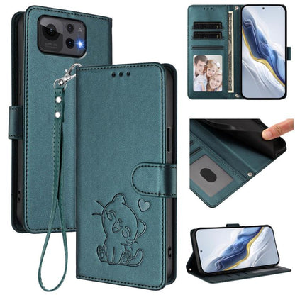 Embossed Heart Cat Leather Phone Case with Hand Strap, For ASUS Zenfone 12 Ultra, For ASUS ROG Phone 9 / 9 Pro, For ASUS Zenfone 11 Ultra, For ASUS ROG Phone 8 / 8 Pro
