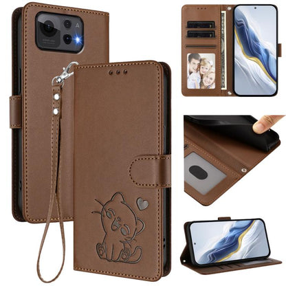 Embossed Heart Cat Leather Phone Case with Hand Strap, For ASUS Zenfone 12 Ultra, For ASUS ROG Phone 9 / 9 Pro, For ASUS Zenfone 11 Ultra, For ASUS ROG Phone 8 / 8 Pro
