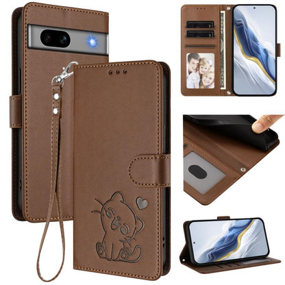 Embossed Heart Cat Leather Phone Case with Hand Strap, For Google Pixel 11 Pro XL, For Google Pixel 11 Pro / Pixel 11, For Google Pixel 10 Pro XL / 9 Pro XL, For Google Pixel 10 / 10 Pro / 9 Pro, For Google Pixel 9a, For Google Pixel 8a                ...