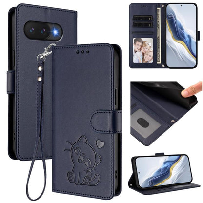 Embossed Heart Cat Leather Phone Case with Hand Strap, For Google Pixel 11 Pro XL, For Google Pixel 11 Pro / Pixel 11, For Google Pixel 10 Pro XL / 9 Pro XL, For Google Pixel 10 / 10 Pro / 9 Pro, For Google Pixel 9a, For Google Pixel 8a                ...