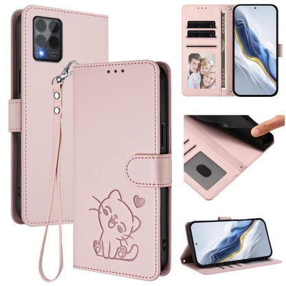Embossed Heart Cat Leather Phone Case with Hand Strap, For T-Mobile Revvl 8 / T Phone 3, For T-Mobile Revvl 7 Pro / T Phone 2 Pro 5G, For T-Mobile Revvl 7 / T Phone 2 5G, For T-Mobile Revvl 6 Pro 5G / 6X Pro 5G, For T-Mobile Revvl 6 / 6X