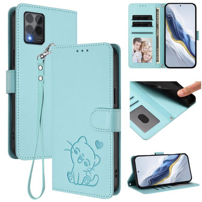 Embossed Heart Cat Leather Phone Case with Hand Strap, For T-Mobile Revvl 8 / T Phone 3, For T-Mobile Revvl 7 Pro / T Phone 2 Pro 5G, For T-Mobile Revvl 7 / T Phone 2 5G, For T-Mobile Revvl 6 Pro 5G / 6X Pro 5G, For T-Mobile Revvl 6 / 6X