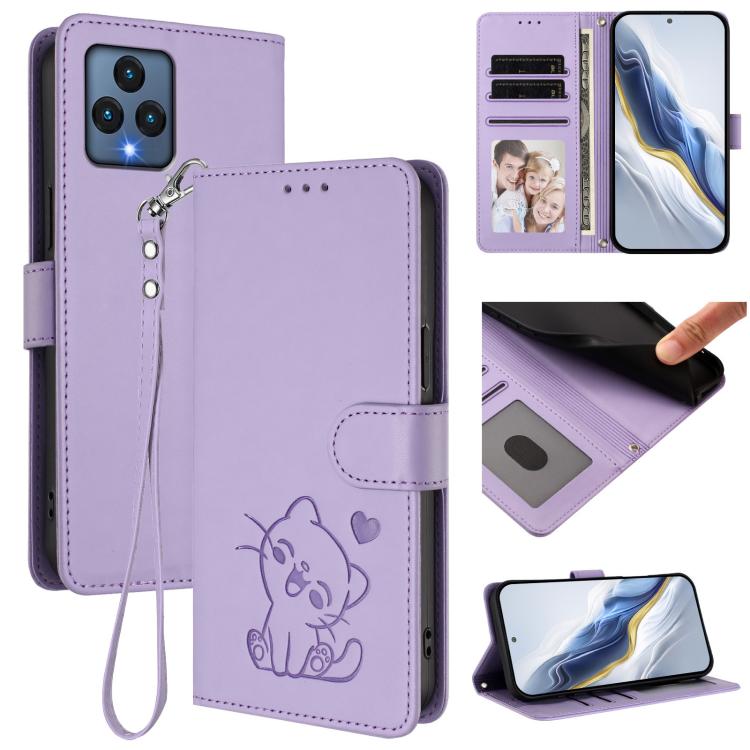 Embossed Heart Cat Leather Phone Case with Hand Strap, For T-Mobile Revvl 8 / T Phone 3, For T-Mobile Revvl 7 Pro / T Phone 2 Pro 5G, For T-Mobile Revvl 7 / T Phone 2 5G, For T-Mobile Revvl 6 Pro 5G / 6X Pro 5G, For T-Mobile Revvl 6 / 6X