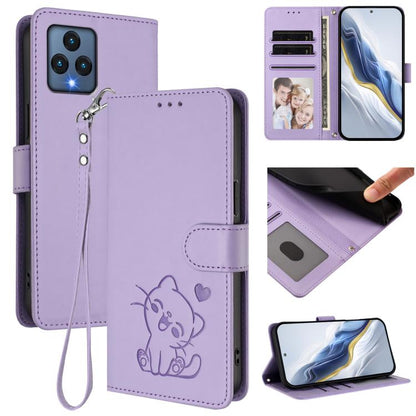 Embossed Heart Cat Leather Phone Case with Hand Strap, For T-Mobile Revvl 8 / T Phone 3, For T-Mobile Revvl 7 Pro / T Phone 2 Pro 5G, For T-Mobile Revvl 7 / T Phone 2 5G, For T-Mobile Revvl 6 Pro 5G / 6X Pro 5G, For T-Mobile Revvl 6 / 6X
