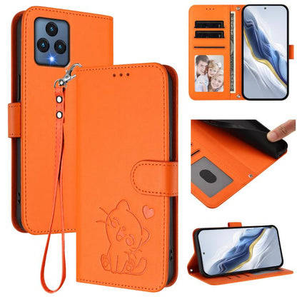 Embossed Heart Cat Leather Phone Case with Hand Strap, For T-Mobile Revvl 8 / T Phone 3, For T-Mobile Revvl 7 Pro / T Phone 2 Pro 5G, For T-Mobile Revvl 7 / T Phone 2 5G, For T-Mobile Revvl 6 Pro 5G / 6X Pro 5G, For T-Mobile Revvl 6 / 6X