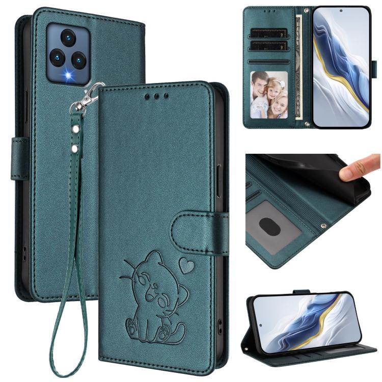 Embossed Heart Cat Leather Phone Case with Hand Strap, For T-Mobile Revvl 8 / T Phone 3, For T-Mobile Revvl 7 Pro / T Phone 2 Pro 5G, For T-Mobile Revvl 7 / T Phone 2 5G, For T-Mobile Revvl 6 Pro 5G / 6X Pro 5G, For T-Mobile Revvl 6 / 6X