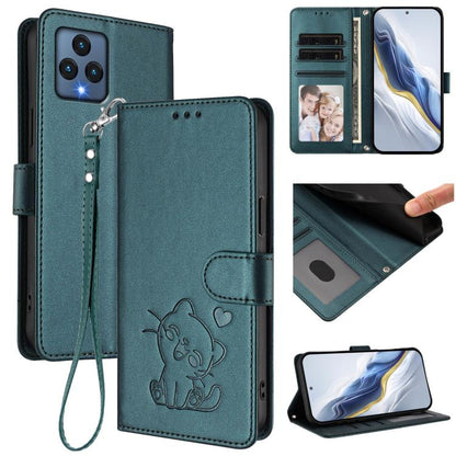 Embossed Heart Cat Leather Phone Case with Hand Strap, For T-Mobile Revvl 8 / T Phone 3, For T-Mobile Revvl 7 Pro / T Phone 2 Pro 5G, For T-Mobile Revvl 7 / T Phone 2 5G, For T-Mobile Revvl 6 Pro 5G / 6X Pro 5G, For T-Mobile Revvl 6 / 6X