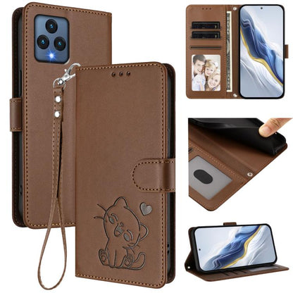 Embossed Heart Cat Leather Phone Case with Hand Strap, For T-Mobile Revvl 8 / T Phone 3, For T-Mobile Revvl 7 Pro / T Phone 2 Pro 5G, For T-Mobile Revvl 7 / T Phone 2 5G, For T-Mobile Revvl 6 Pro 5G / 6X Pro 5G, For T-Mobile Revvl 6 / 6X