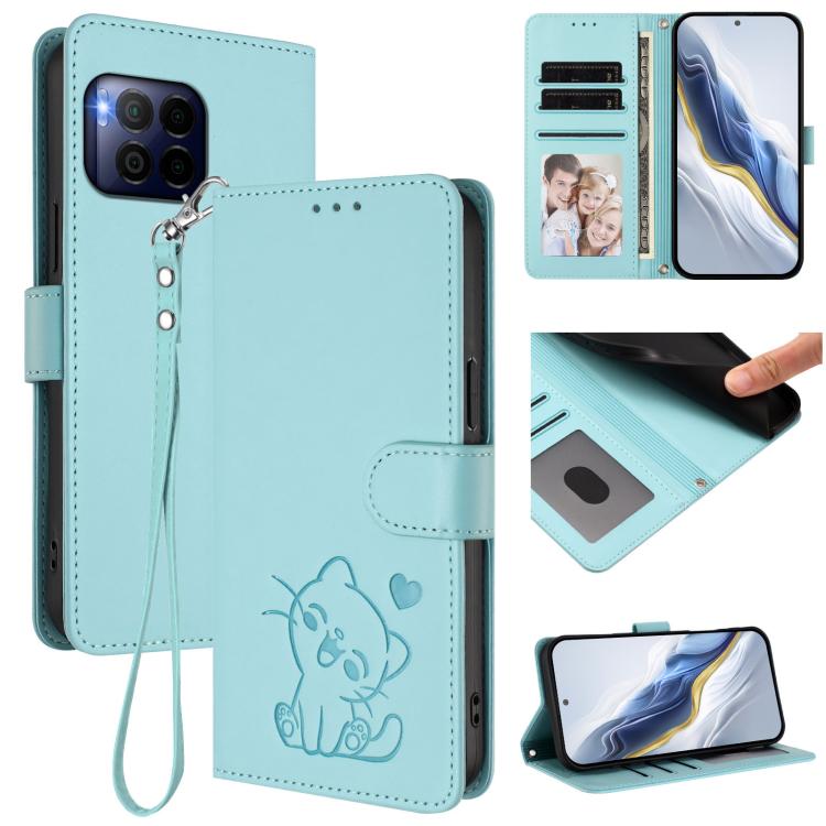 Embossed Heart Cat Leather Phone Case with Hand Strap, For T-Mobile Revvl 8 / T Phone 3, For T-Mobile Revvl 7 Pro / T Phone 2 Pro 5G, For T-Mobile Revvl 7 / T Phone 2 5G, For T-Mobile Revvl 6 Pro 5G / 6X Pro 5G, For T-Mobile Revvl 6 / 6X