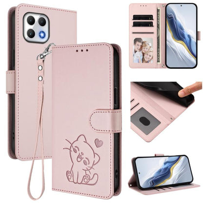 Embossed Heart Cat Leather Phone Case with Hand Strap, For T-Mobile Revvl 8 / T Phone 3, For T-Mobile Revvl 7 Pro / T Phone 2 Pro 5G, For T-Mobile Revvl 7 / T Phone 2 5G, For T-Mobile Revvl 6 Pro 5G / 6X Pro 5G, For T-Mobile Revvl 6 / 6X
