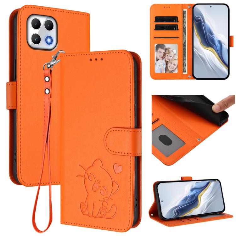 Embossed Heart Cat Leather Phone Case with Hand Strap, For T-Mobile Revvl 8 / T Phone 3, For T-Mobile Revvl 7 Pro / T Phone 2 Pro 5G, For T-Mobile Revvl 7 / T Phone 2 5G, For T-Mobile Revvl 6 Pro 5G / 6X Pro 5G, For T-Mobile Revvl 6 / 6X