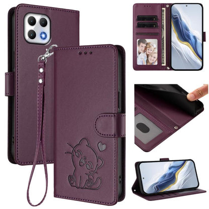Embossed Heart Cat Leather Phone Case with Hand Strap, For T-Mobile Revvl 8 / T Phone 3, For T-Mobile Revvl 7 Pro / T Phone 2 Pro 5G, For T-Mobile Revvl 7 / T Phone 2 5G, For T-Mobile Revvl 6 Pro 5G / 6X Pro 5G, For T-Mobile Revvl 6 / 6X