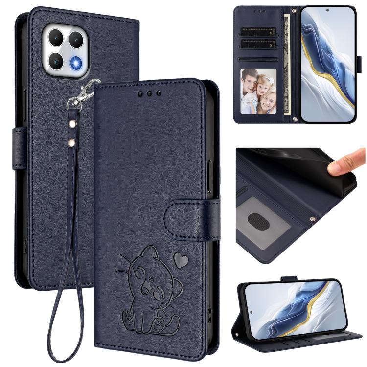 Embossed Heart Cat Leather Phone Case with Hand Strap, For T-Mobile Revvl 8 / T Phone 3, For T-Mobile Revvl 7 Pro / T Phone 2 Pro 5G, For T-Mobile Revvl 7 / T Phone 2 5G, For T-Mobile Revvl 6 Pro 5G / 6X Pro 5G, For T-Mobile Revvl 6 / 6X